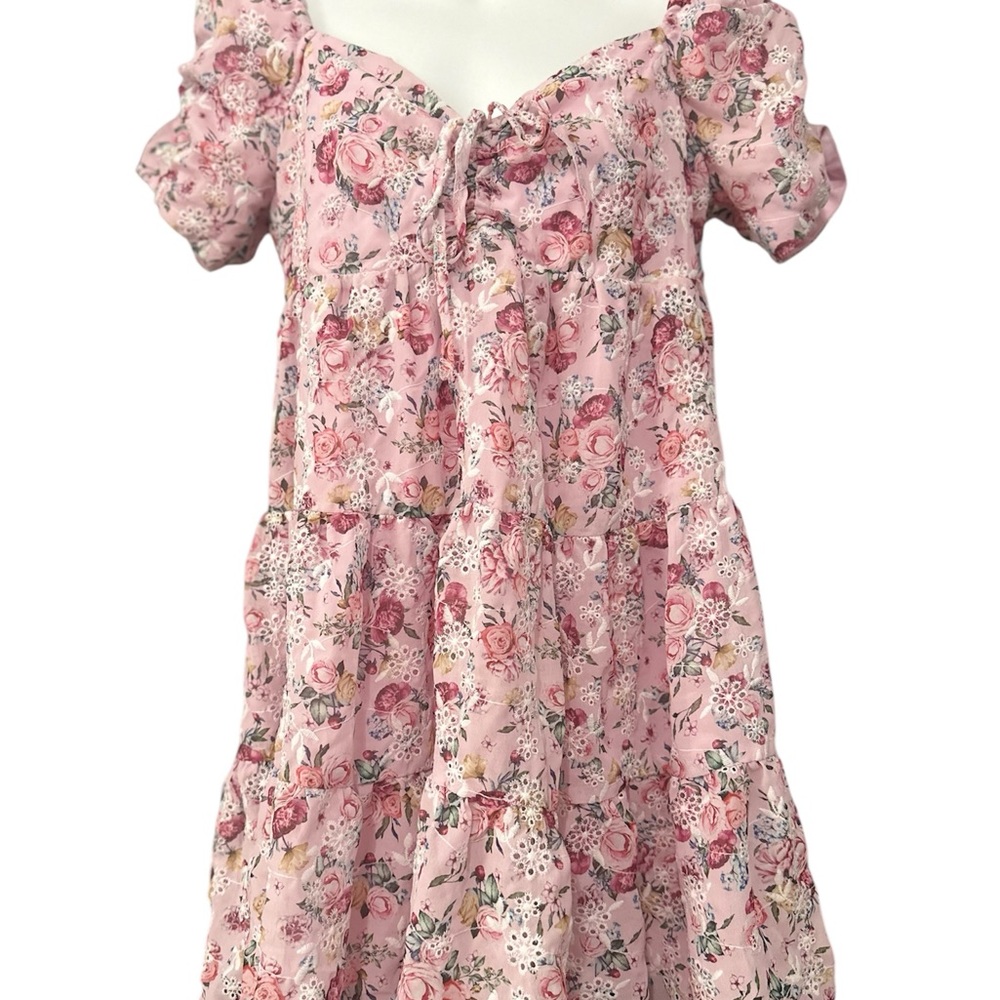 “Blue Rain” Pink Off-Shoulder Dress